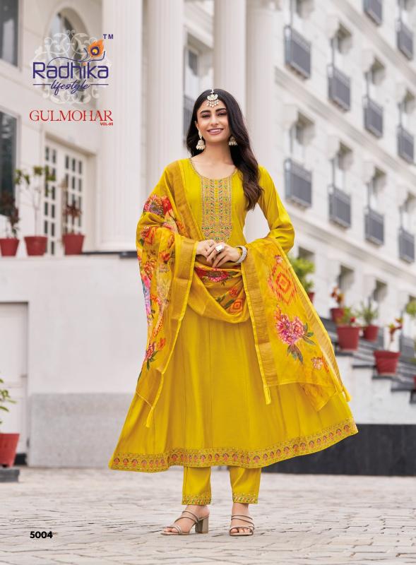 Radhika lifestyle gulmohar vol 5 anarkali style 3 pcs kurti clothes wholesale in india