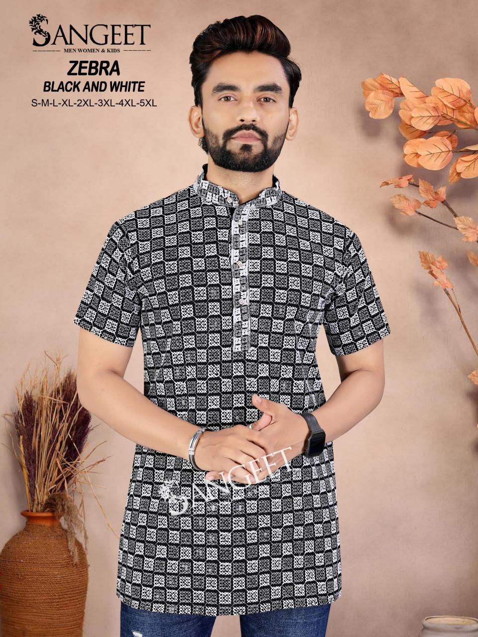 Sangeet zebra black & white chiken short kurta mens wear local vendors 