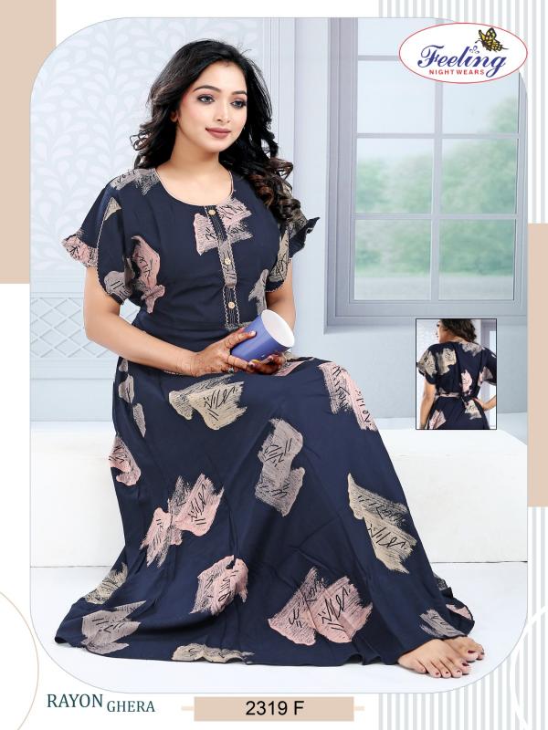 Shorya code 2319 rayon nighty wholesale clothing from india 