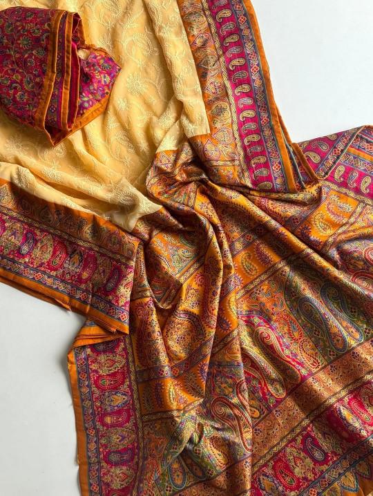Shorya georgette lukhnowi sarees wholesale online shopping