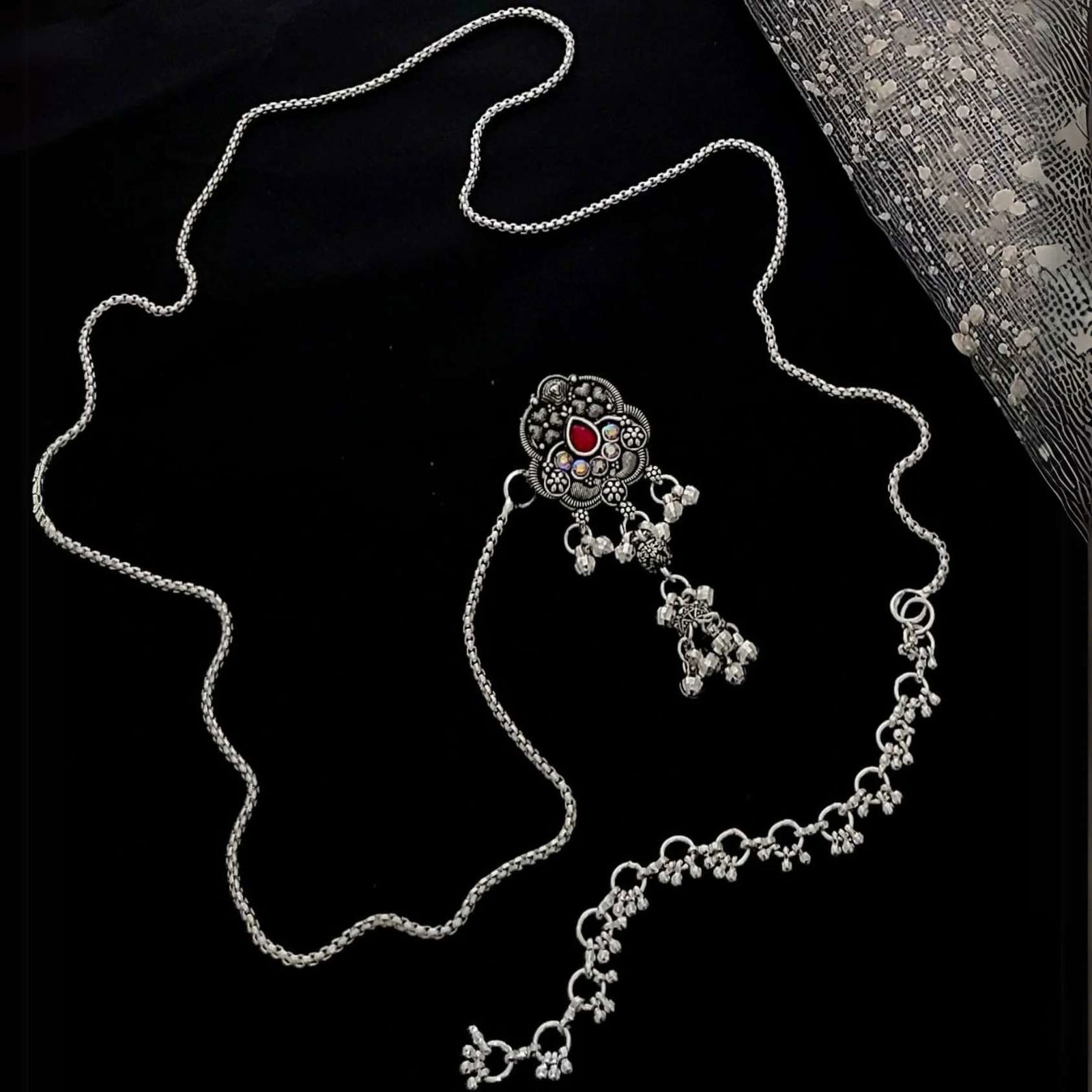 Tiaza Silver Waist Belt Kundan imitation jewellery wholesalers Gujarat