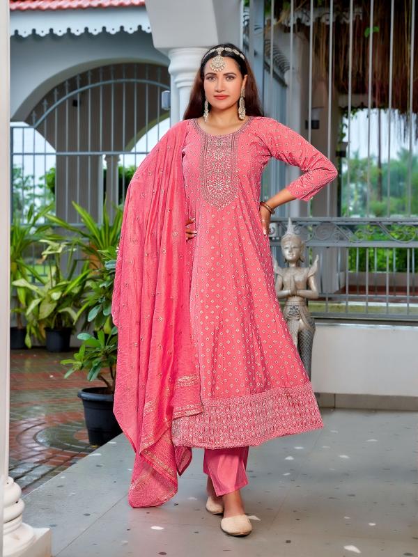 Aanchi emily flair anarkali style 3 pcs cheapest kurti