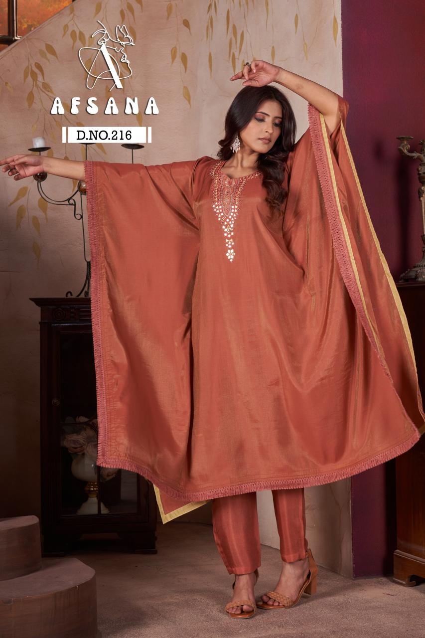 Afsana Kaftan d.no 216 readymade salwar suit catalogue wholesale 