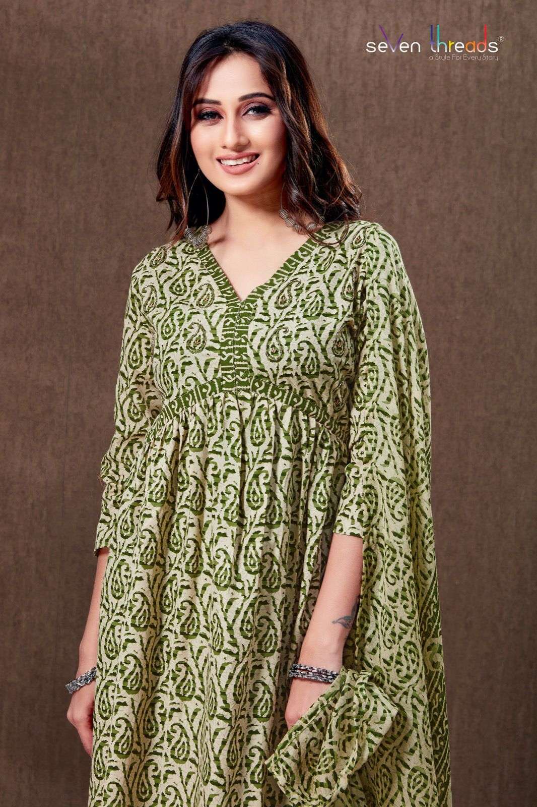 ALIA CUT PRINT KURTI WITH PRINTED PANT AND COTTON DUPATTA 
