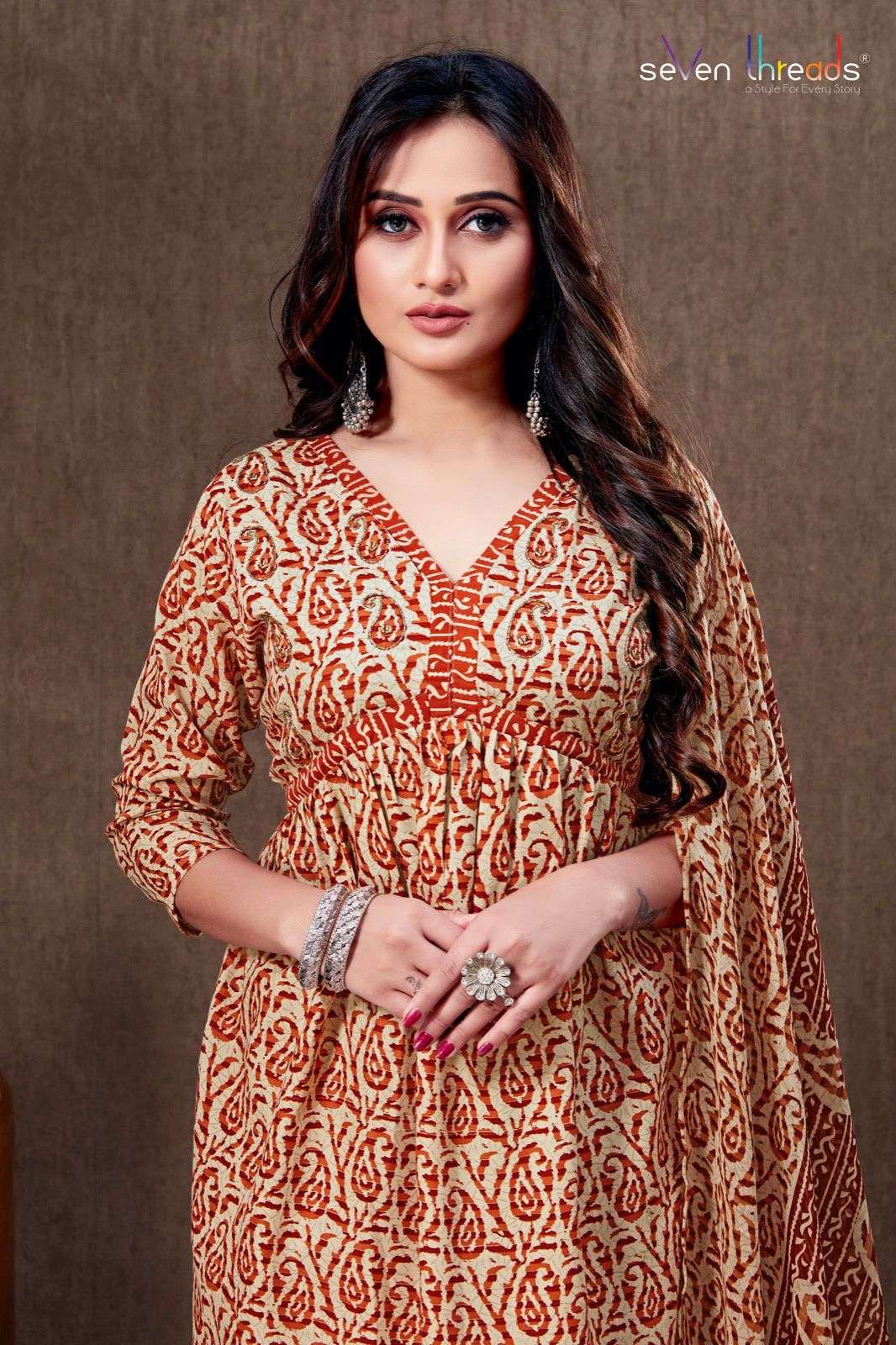 ALIA CUT PRINT KURTI WITH PRINTED PANT AND COTTON DUPATTA 