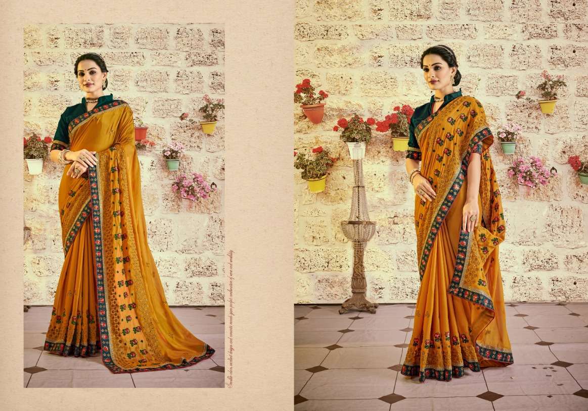 YNF FLORAL RANGOLI EMBROIDERY WORKED SAREE WHOLESALE CATALOGUE COLLECTION