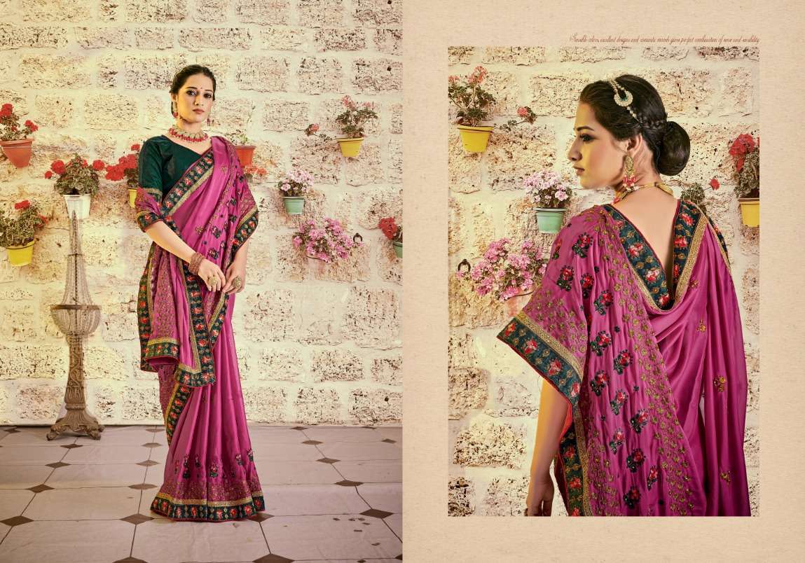 YNF FLORAL RANGOLI EMBROIDERY WORKED SAREE WHOLESALE CATALOGUE COLLECTION
