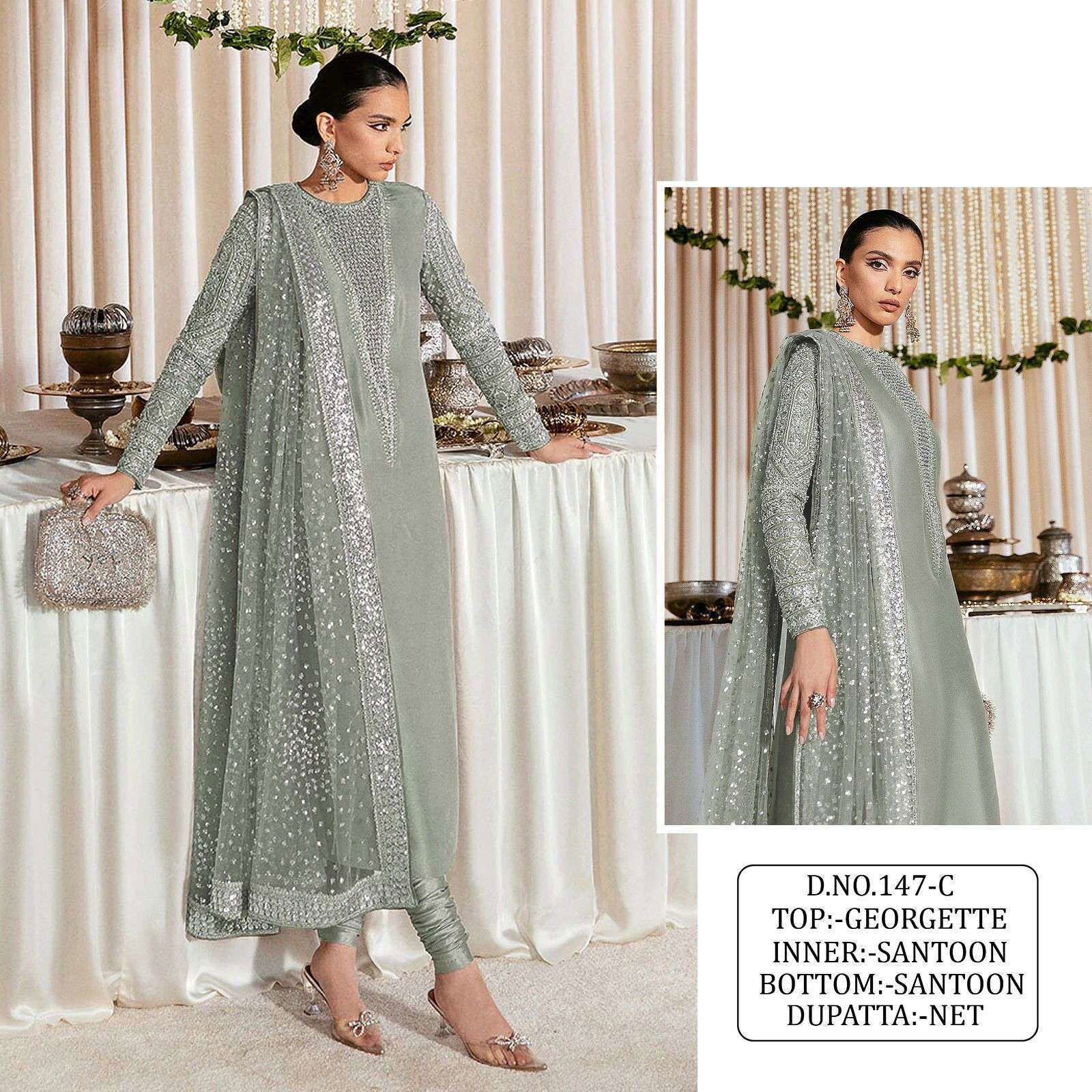 KF - 147 Fox Georgette With Multi Pakistani Suits wholesale online market