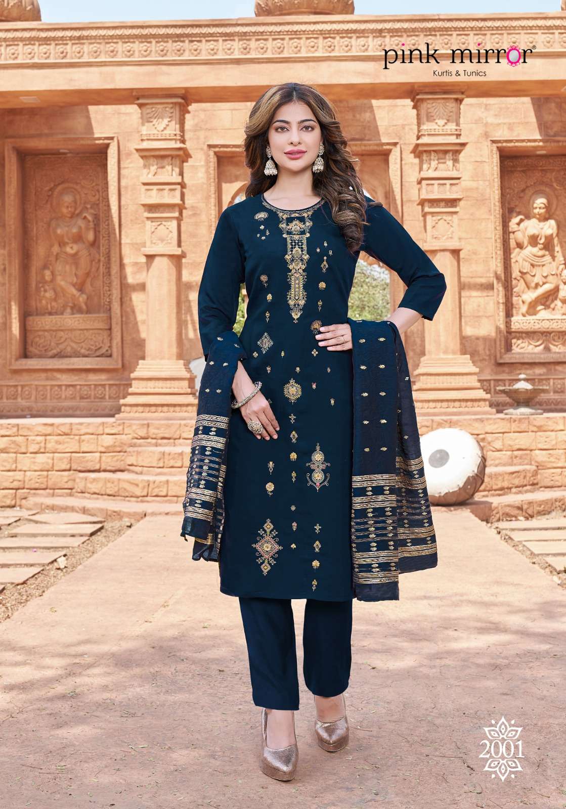 pink mirror tiara designer boutique kurti pent duppta wholesale price