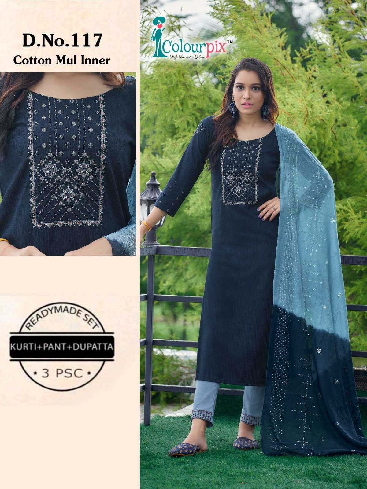 Colourpix designer Kurti pant dupatta catalogue collection