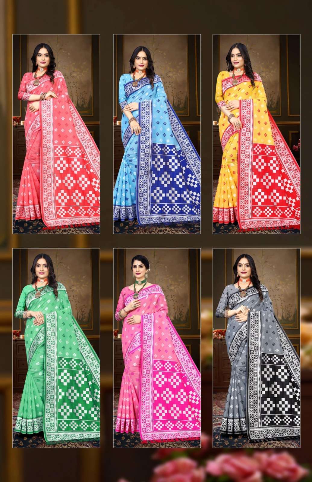 vastra bunai COTTON LUDO (COLORS) VOL 1 Saree Wholesale India
