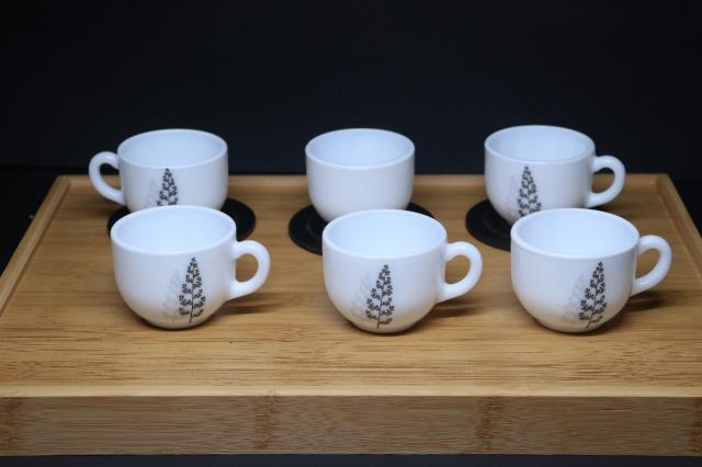 MG Elegant White Porcelain Cup & Saucer Set with Minimalist Floral Design crookery kitchen products at wholesale price