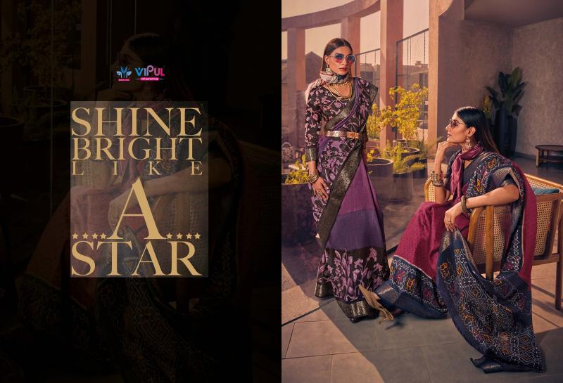 Vipul venus silk two tone silk woven border wholesale saree market in surat with price
