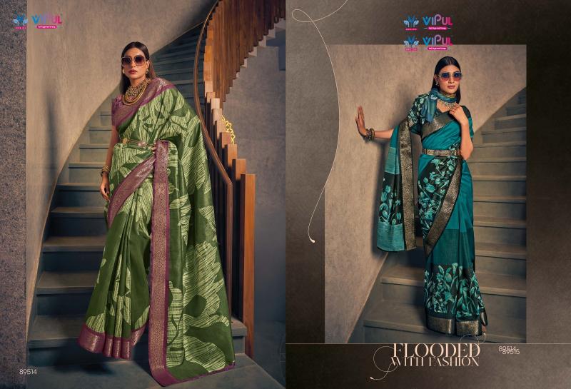 Vipul venus silk two tone silk woven border wholesale saree market in surat with price