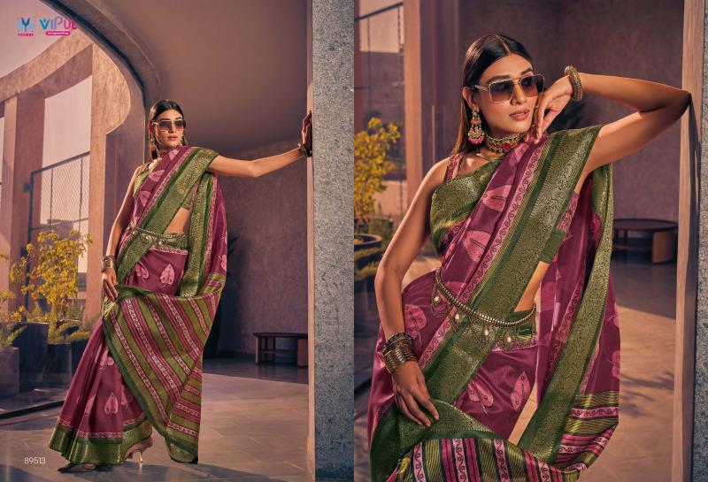 Vipul venus silk two tone silk woven border wholesale saree market in surat with price