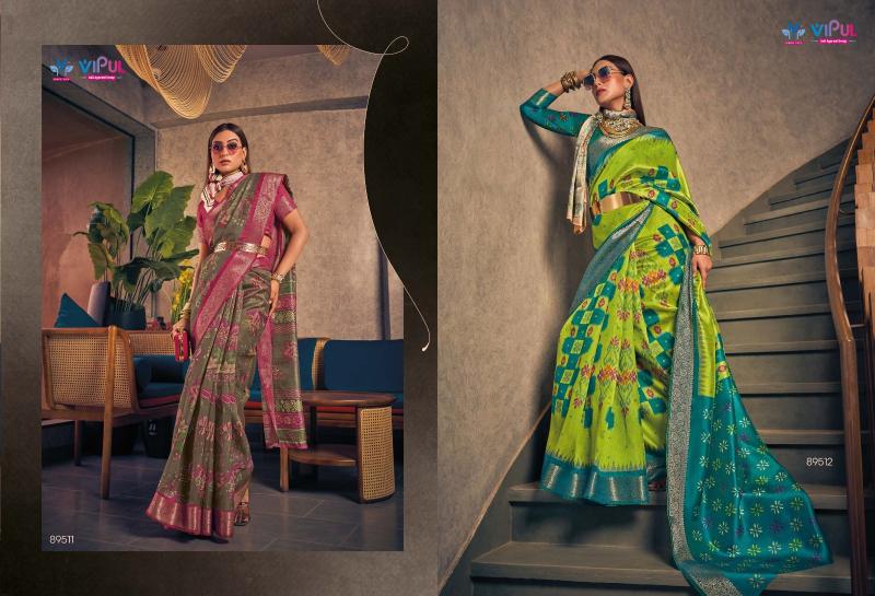 Vipul venus silk two tone silk woven border wholesale saree market in surat with price