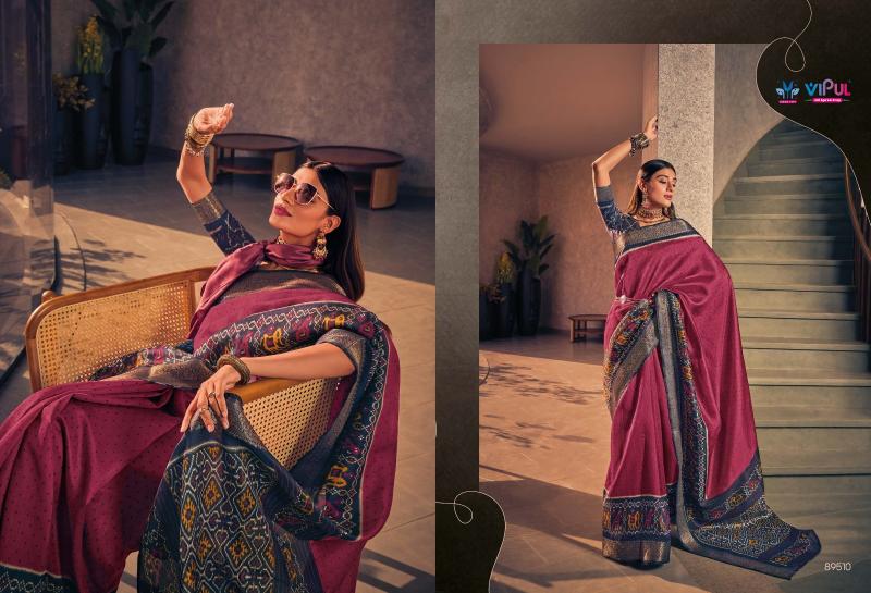Vipul venus silk two tone silk woven border wholesale saree market in surat with price