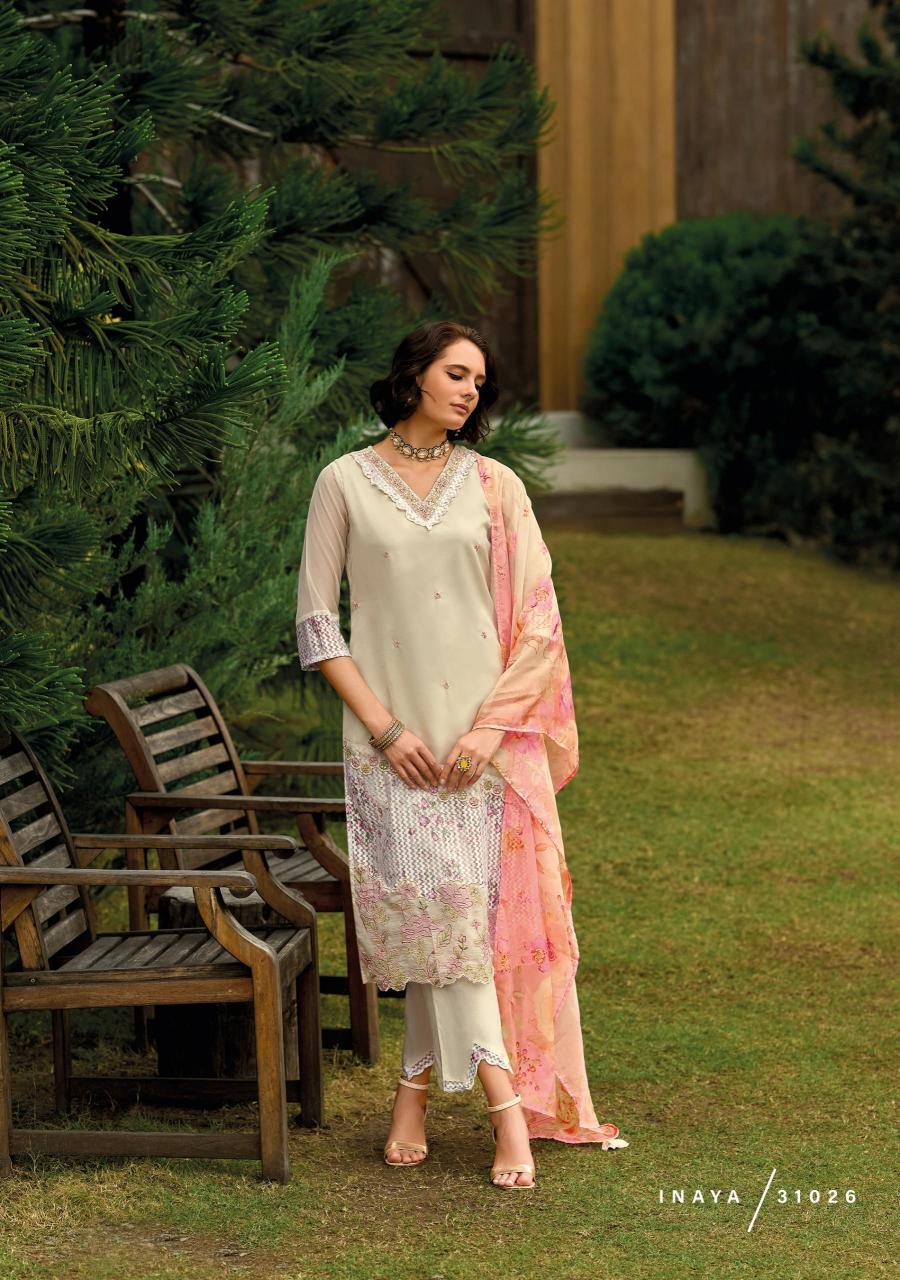 Lady leela inaya 2 handwork on organaza top bottom dupatta branded kurtis manufacturers in india