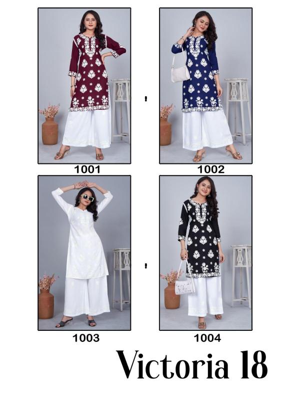 Blue hills victoria vol 18 rayon with white thread work wholesale kurtis catalog