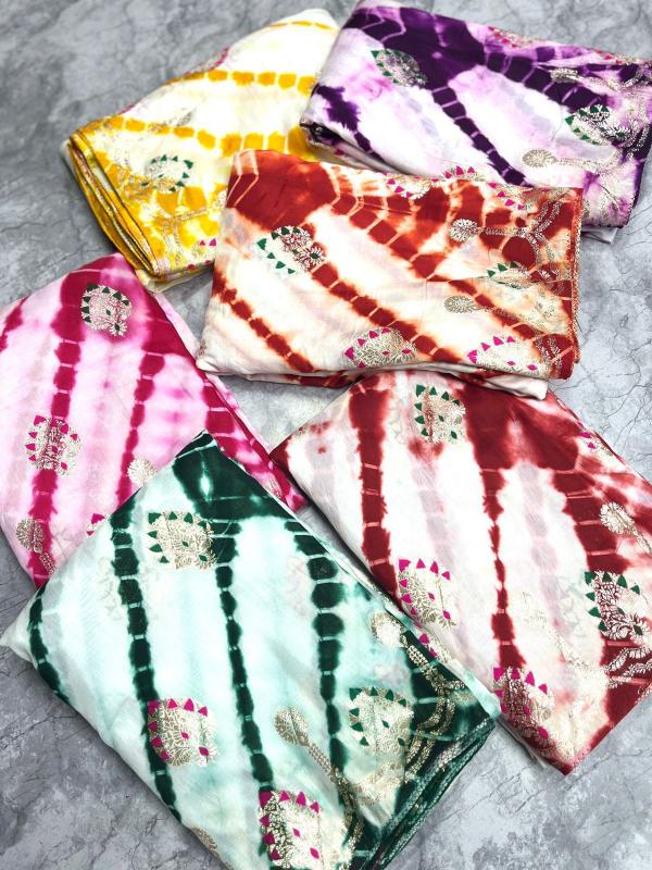 Akshara rajasthani rainbow shibhori wholesalers sarees market surat 