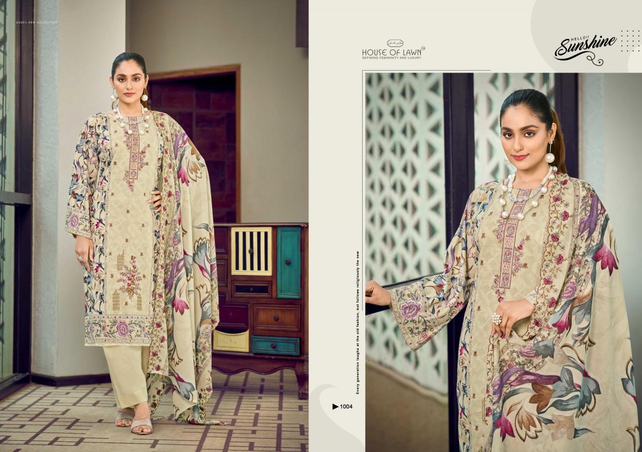 Karma house of lawn bin saeed top&dup work cotton dress material wholesale market