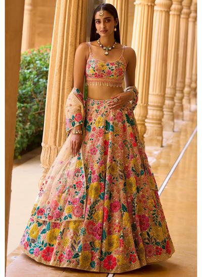 Multi Color Faux Georgette Sequin Work Wedding Wear Bridal Lehenga Choli manufacturers in Kolkata