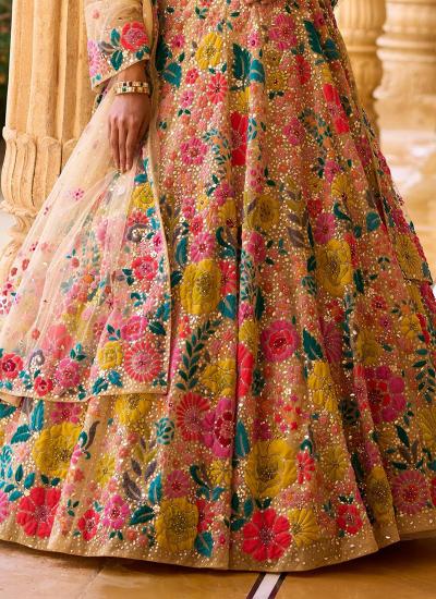 Multi Color Faux Georgette Sequin Work Wedding Wear Bridal Lehenga Choli manufacturers in Kolkata