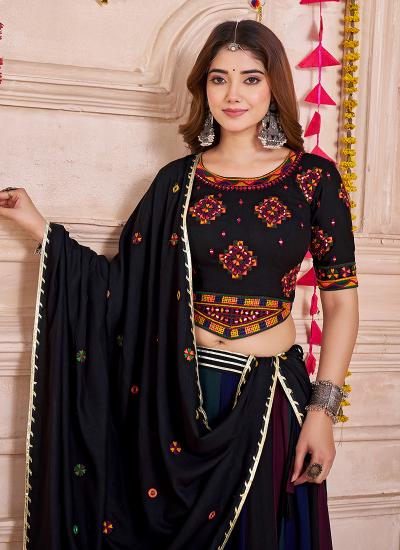 Multi Color Viscose Cotton Mirror Work Navratri Wear 206 Traditional lehenga choli exporter