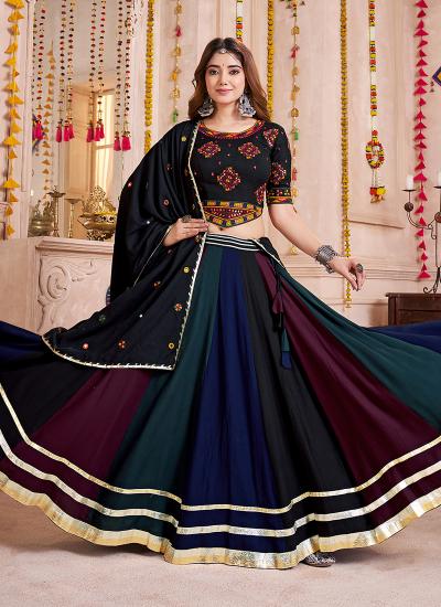 Multi Color Viscose Cotton Mirror Work Navratri Wear 206 Traditional lehenga choli exporter
