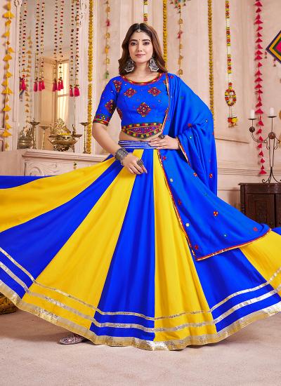 Multi Color Viscose Cotton Mirror Work Navratri Wear 960 Designer lehenga choli wholesale market