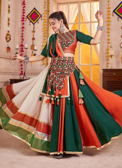 Multi Color Viscose Cotton Printed Work Navratri Wear 896 Budget-friendly Lehenga Choli in Kolkata