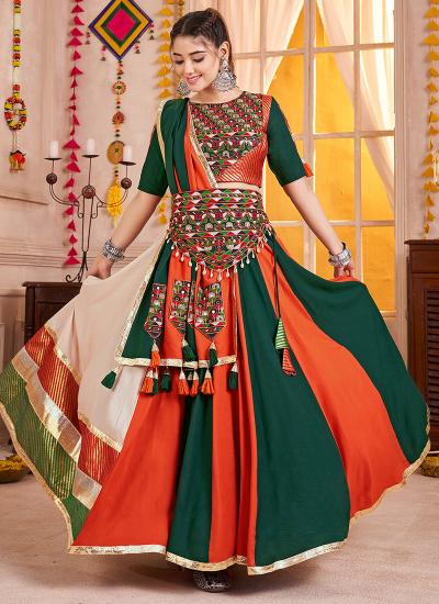 Multi Color Viscose Cotton Printed Work Navratri Wear 896 Budget-friendly Lehenga Choli in Kolkata