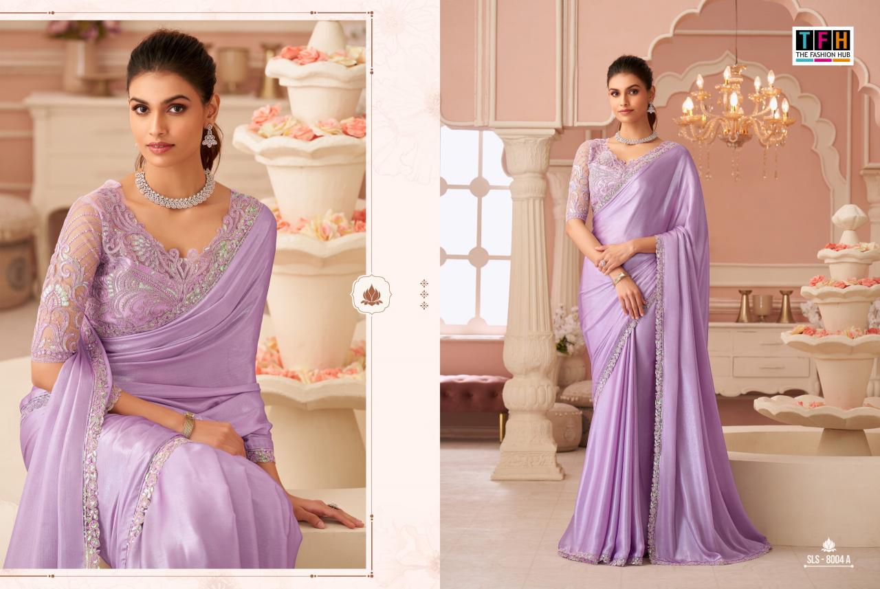 Shorya TFH sls  8004 colors silver chiffon shimmer surat sarees wholesale shop