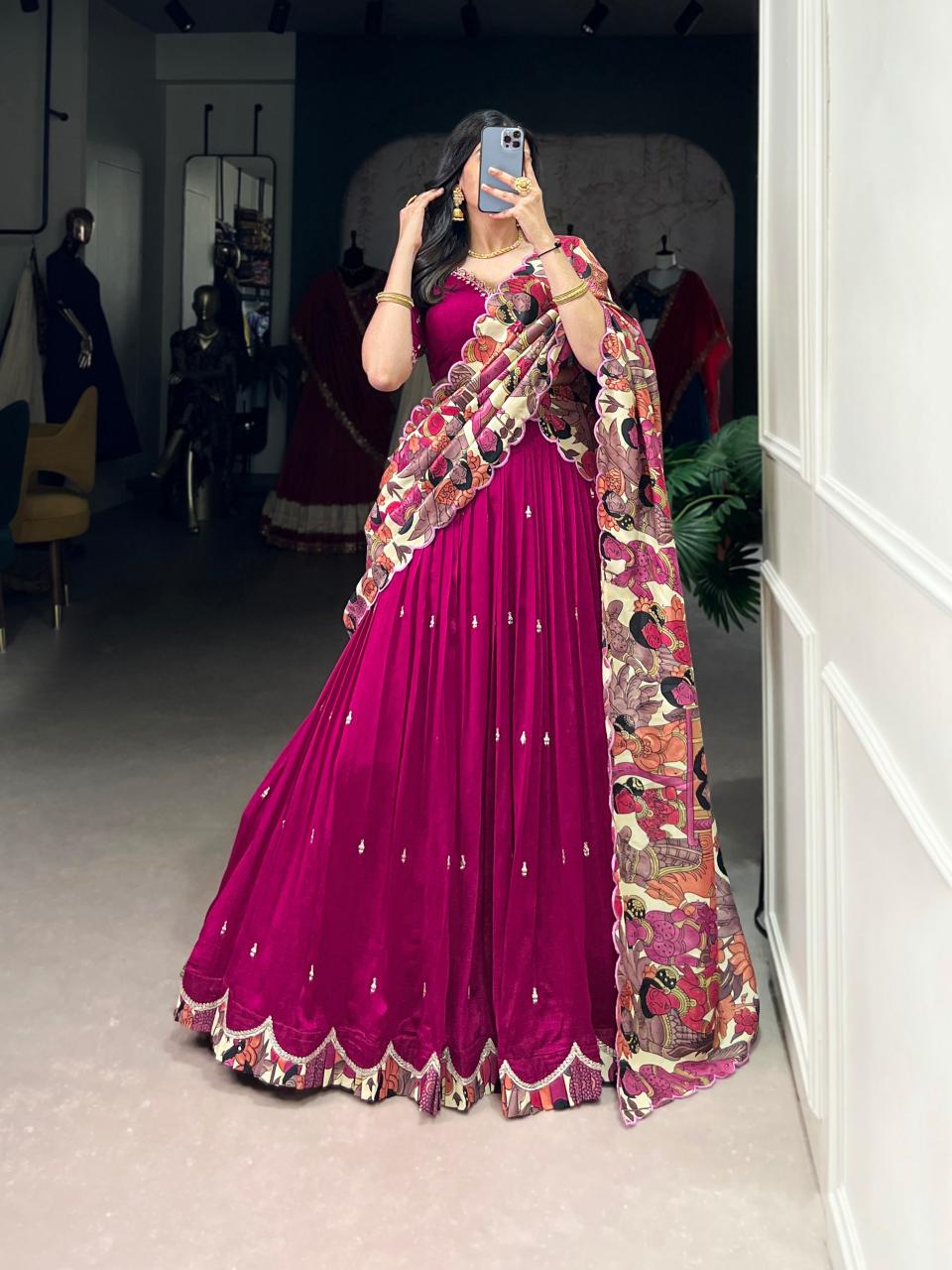 VARNIKA Vichitra Silk PNK Lehenga Choli Catalogue