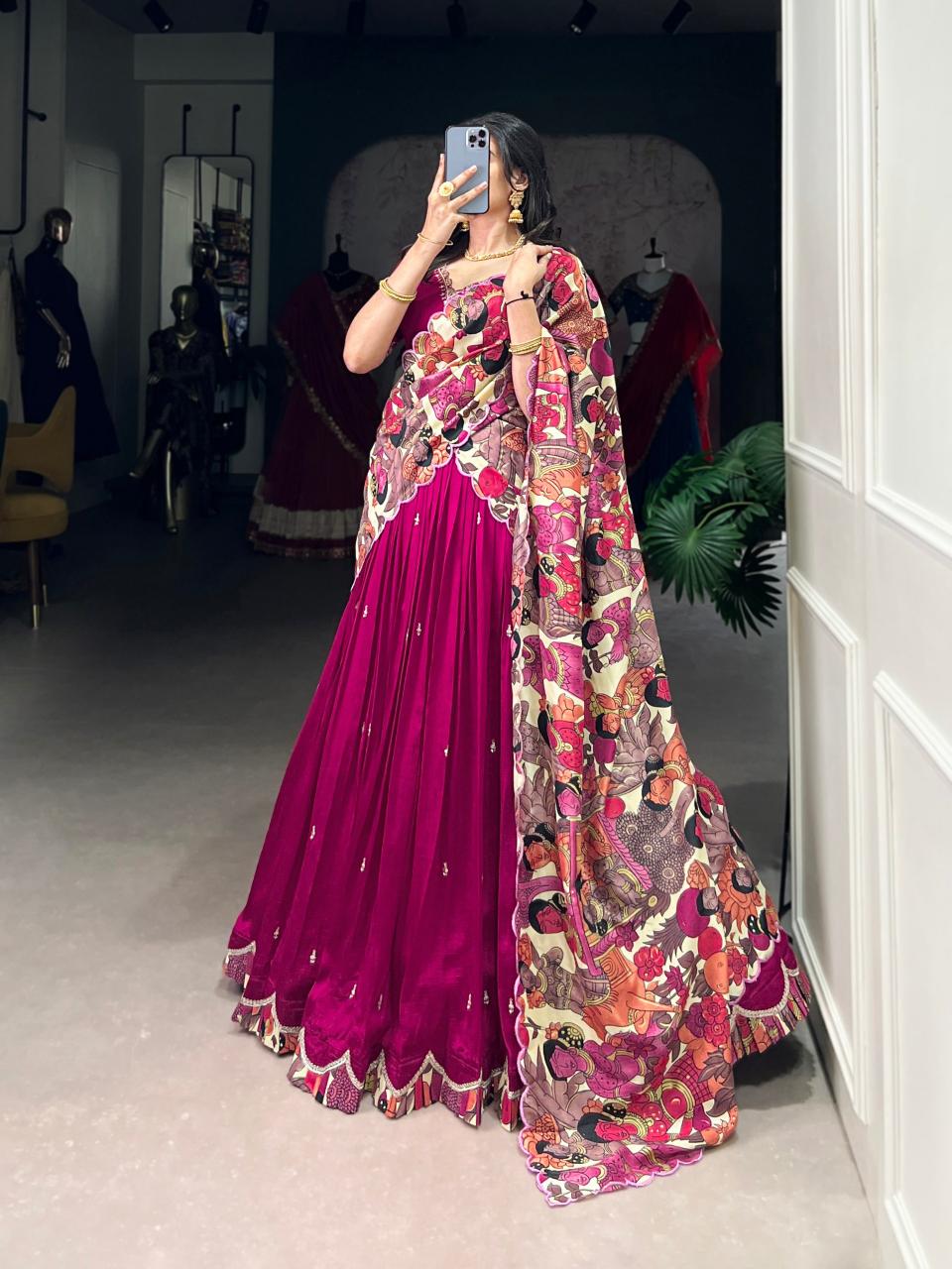 VARNIKA Vichitra Silk PNK Lehenga Choli Catalogue
