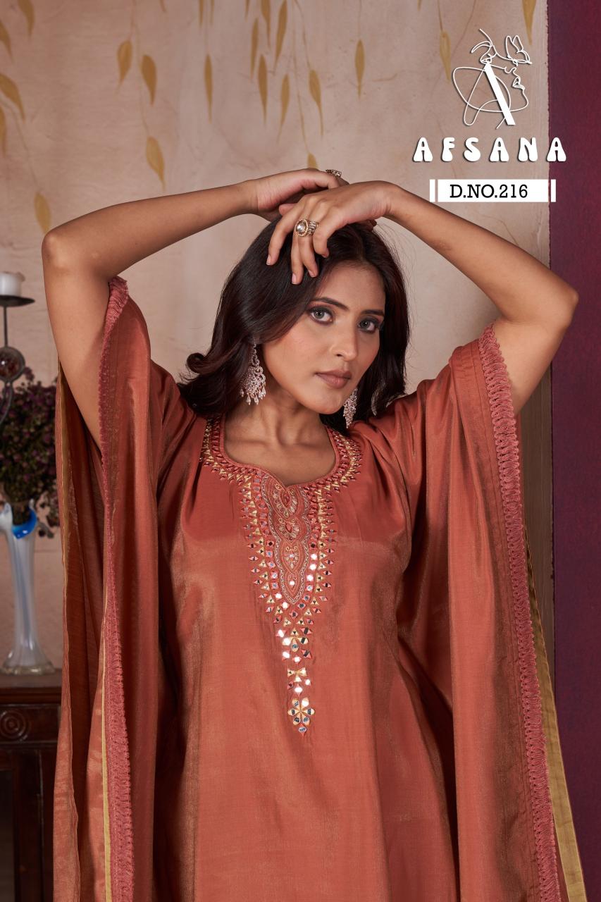 Afsana Kaftan d.no 216 readymade salwar suit catalogue wholesale 
