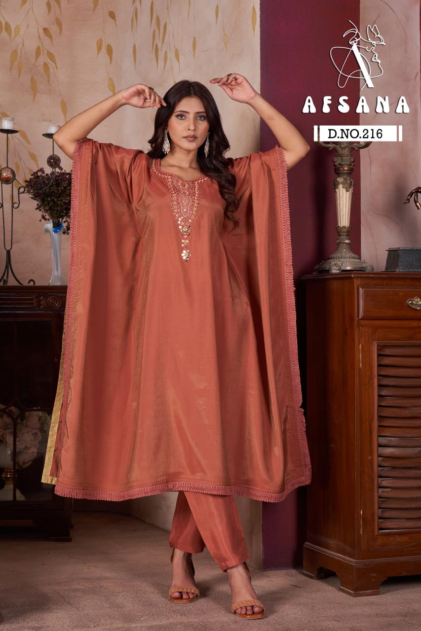 Afsana Kaftan d.no 216 readymade salwar suit catalogue wholesale 
