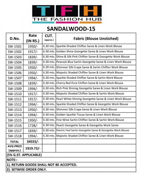 Shorya TFH sandal wood vol-15 saree shop wholesale